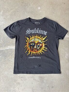Sublime Women's Black Graphic Tee with Sun Logo